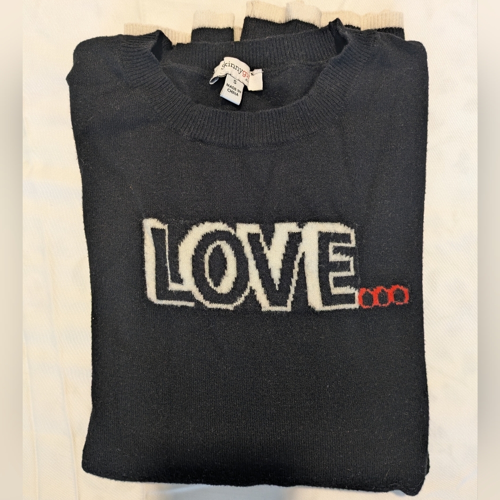 Bethany Frankel's Skinnygirl Jeans Black "Love" Sweater Women's Size Small